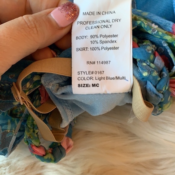 Revolution dancewear lyrical costume light blue/multicolor.  Size MC - Picture 4 of 5